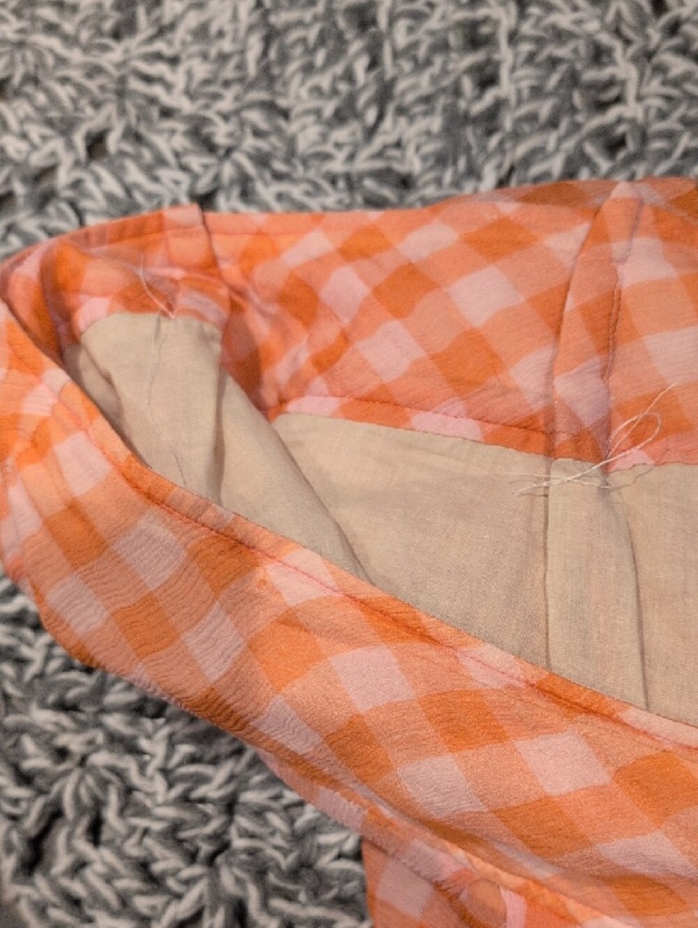 429 - Orange Gingham Mini Skirt • Y2K Cottagecore • Ruffle Hem Lace Trim • Retro - Picture 9 of 11